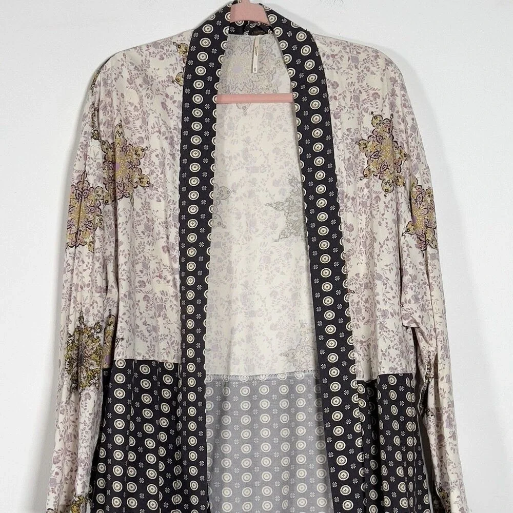 Free People Forget Me Not Kimono Cardigan‎ Sz XS Multicolor 3/4 Sleeves